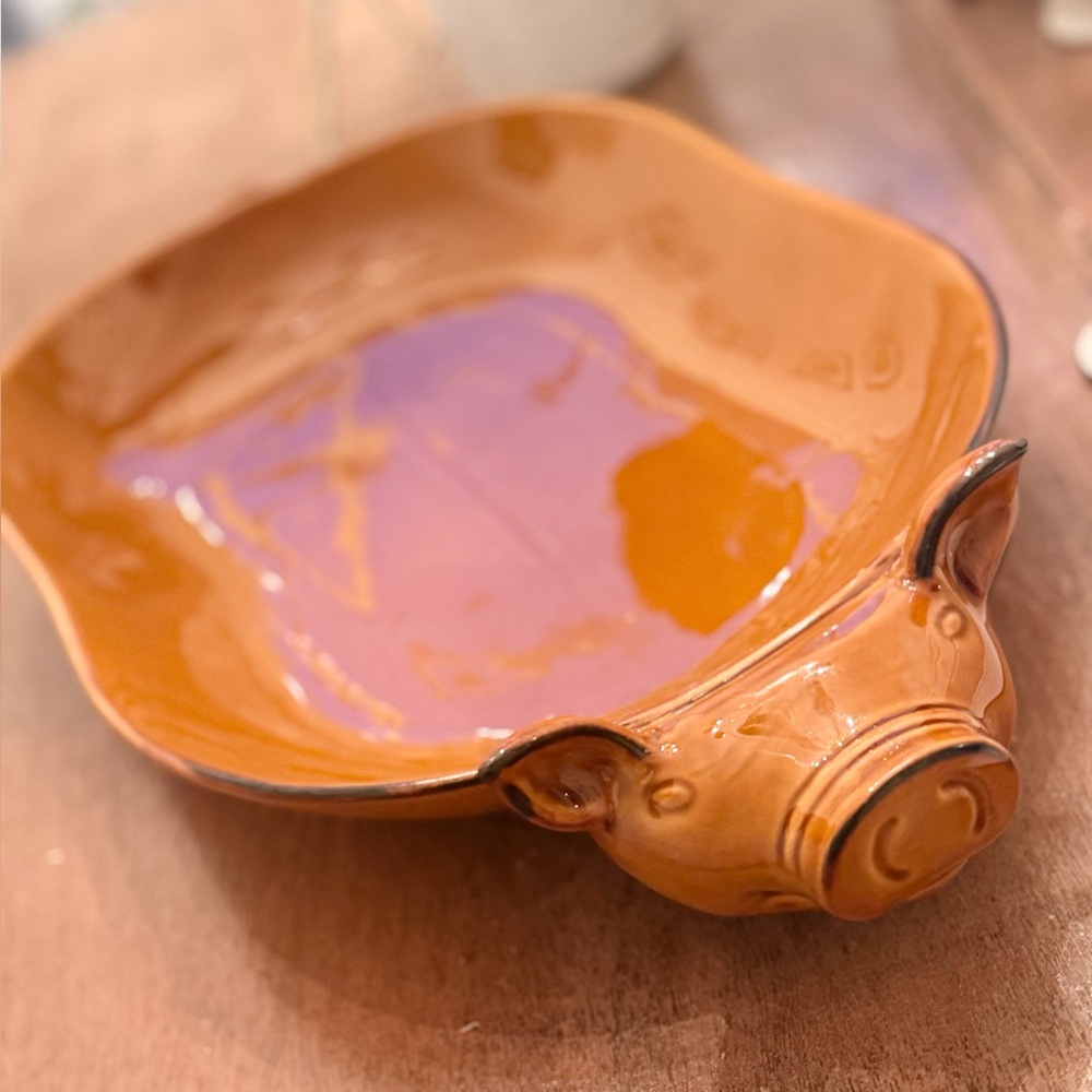 Cracker Barrel Bacon Pig Stoneware Serving Platter. Collectible | Tray | Rustic